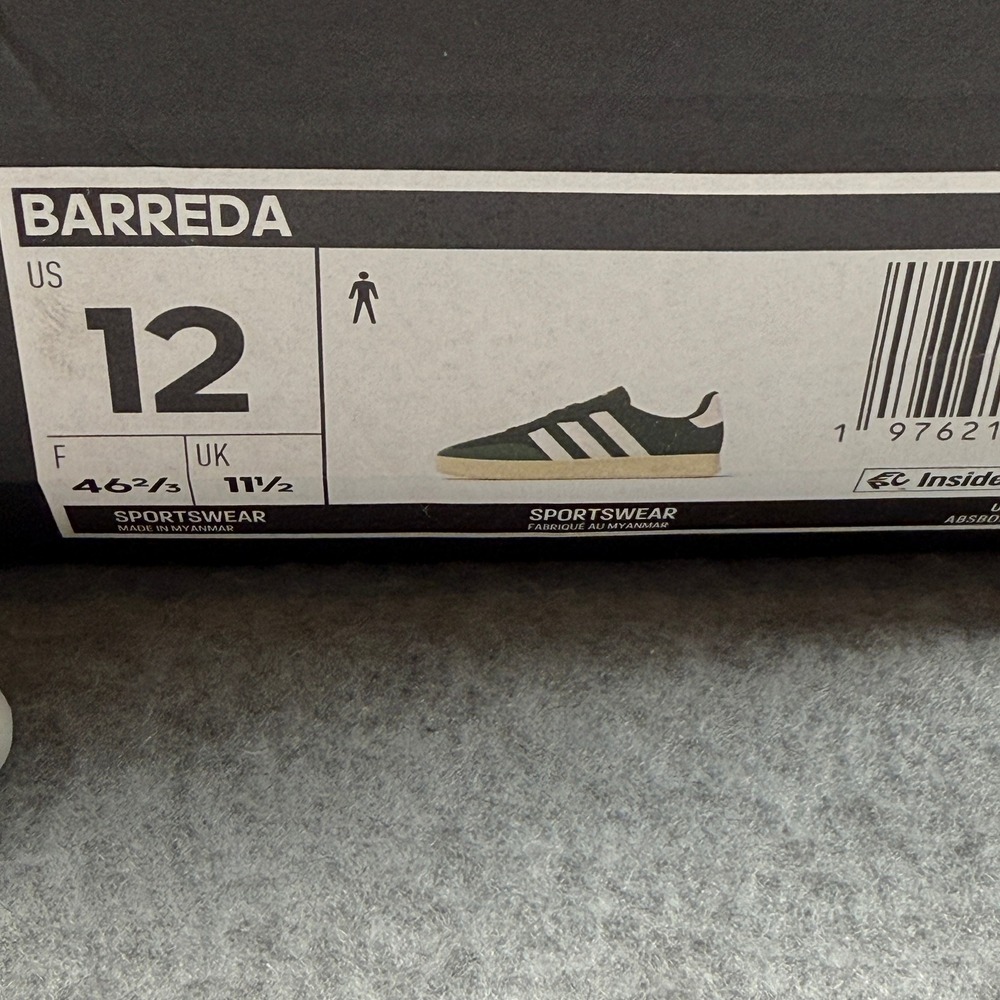 Adidas Barreda Dark Green White Men's 12 Retro Leather Suede Sneakers NIB - Picture 2 of 8